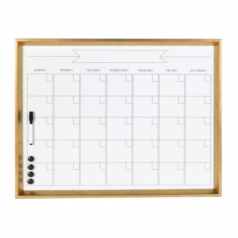 DesignOvation Calter Modern Framed Magnetic Dry Erase Monthly Calendar Wall Organizer