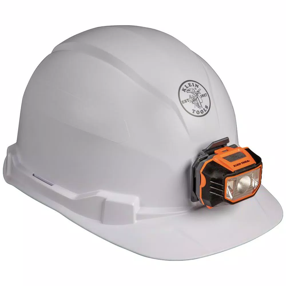 Klein Tools Non-Vented Cap Style Hard Hat with Integrated Headlamp, Class E, Type 1, White