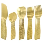Megachef La Vague 20-Piece Matte Gold Flatware Set, 18/10 Stainless Steel Service for 4 thumbnail 4