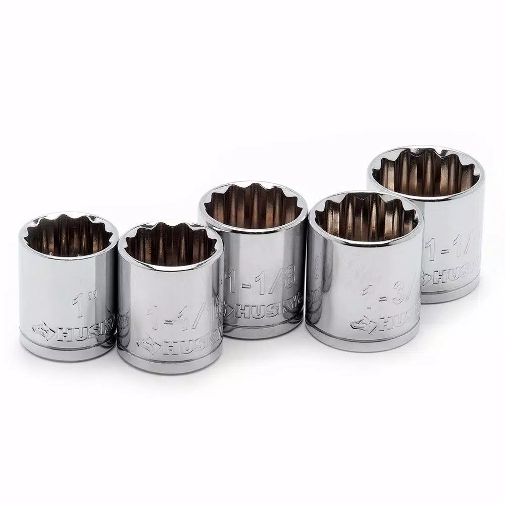 Husky 1/2 in. Drive SAE X-Large 12-Point Socket Set, 5-Piece
