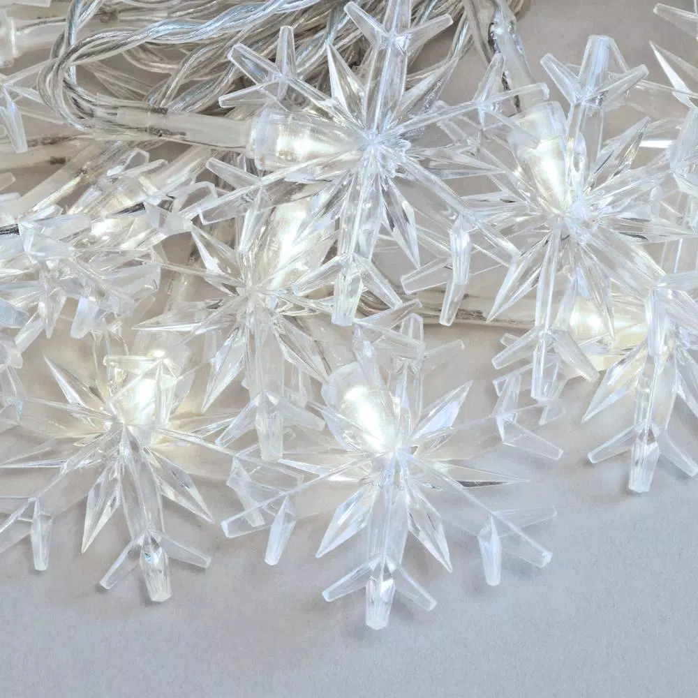 LUMABASE Battery Operated LED Snowflake String Lights, Cool White, Set of 2