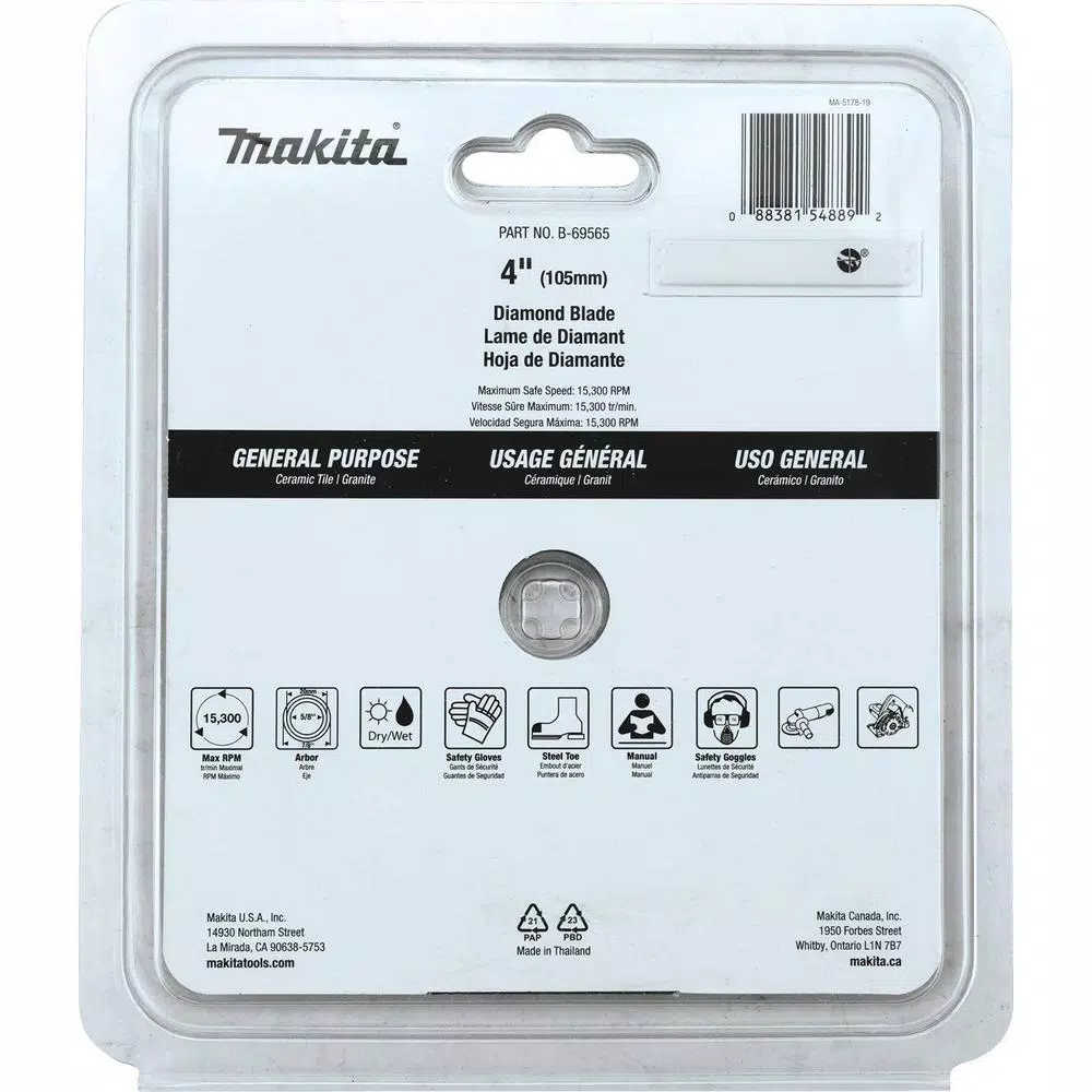 Makita 4 in. Continuous Rim Diamond Blade for Concrete and Masonry