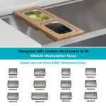 Kraus Workstation Kitchen Sink Bamboo Serving Board Set with 2 Stainless Steel Prep Bowls thumbnail 4