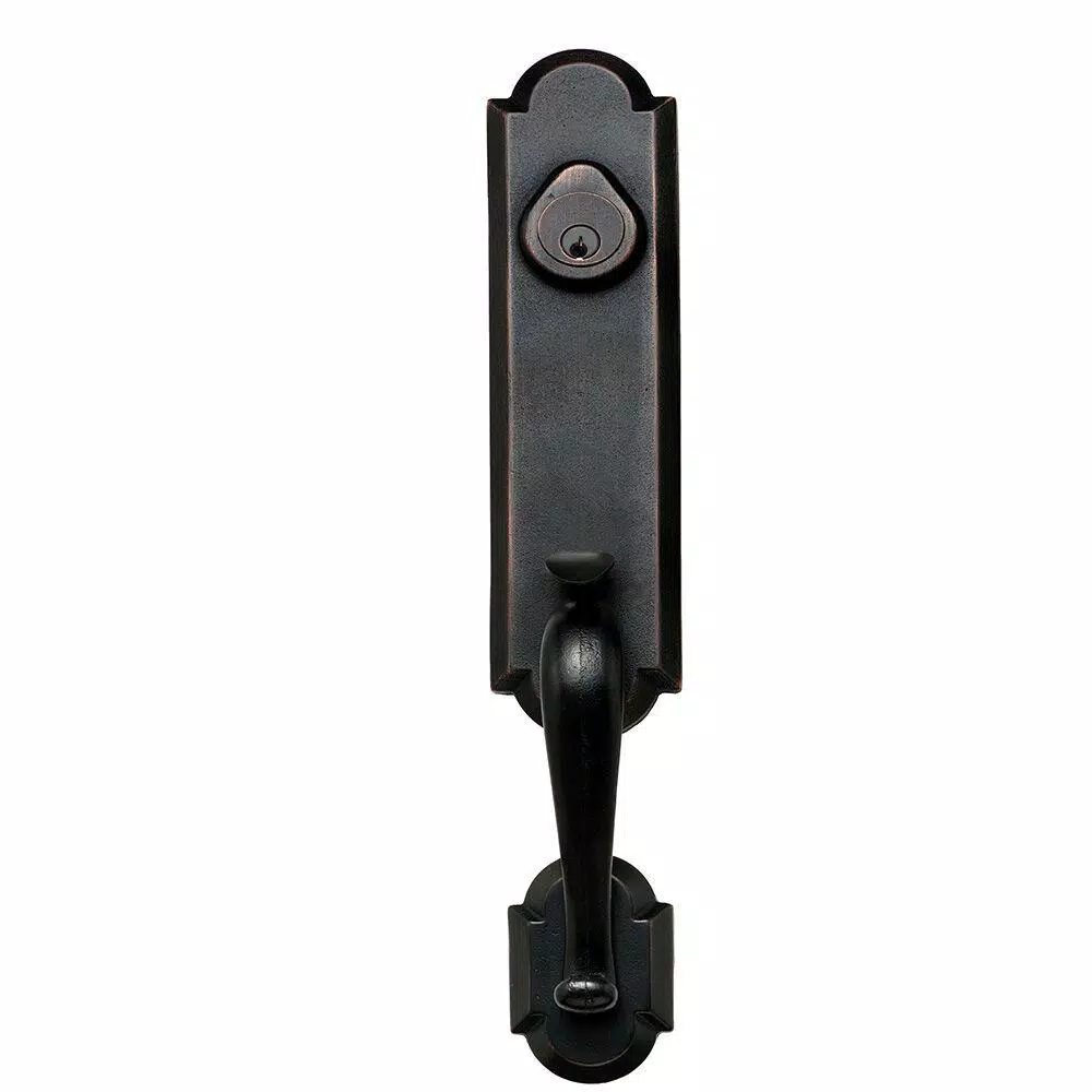 Delaney Hardware Delaney Sandcast Collection Castille Aged Bronze Single Cylinder Deadbolt Entry Handleset with Tulum Knob