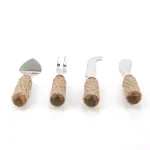Mind Reader 4-Piece Stainless Steel Cheese Knife Set with Decorative Rope Wrapped Wood Handles thumbnail 6