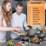 NutriChef Ridge-Line 12-Piece Aluminum Nonstick Cookware Set, Chrome thumbnail 8