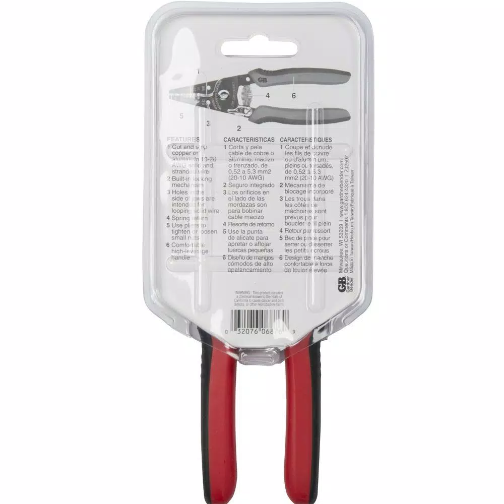 Gardner Bender 10-20 AWG Wire Stripper and Cutter with Locking Mechanism