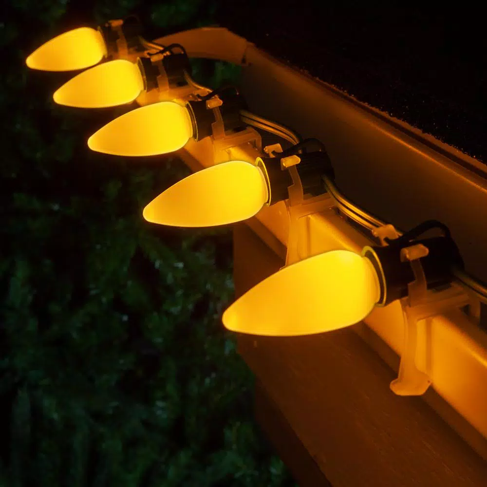Wintergreen Lighting OptiCore C9 LED Gold Smooth Opaque Christmas Light Bulbs, 25-Pack