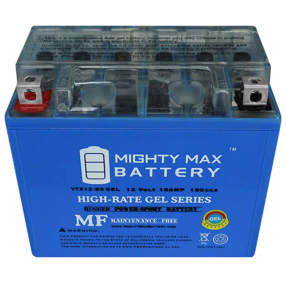 MIGHTY MAX BATTERY Mighty Max YTX12-BS 12V 10Ah 180 CCA Gel Rechargeable Sealed Lead Acid (SLA) Powersport Battery