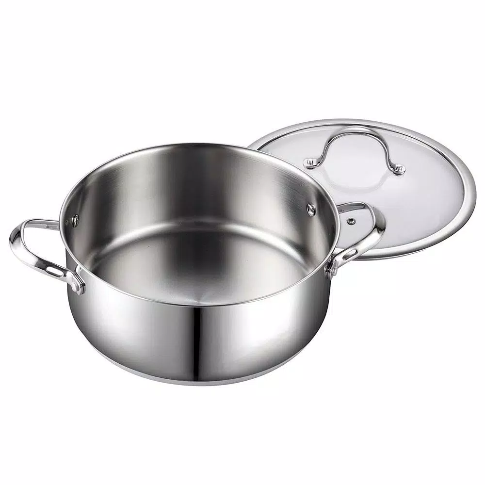 Cooks Standard 7 Qt. Stainless Steel Round Dutch Oven with Tempered Glass Lid