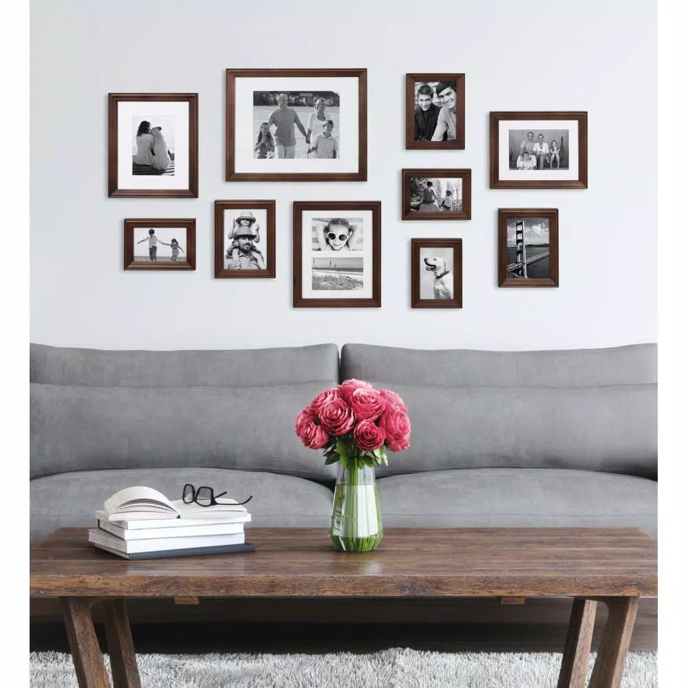 Kate and Laurel Bordeaux Brown Gallery Wall Picture Frame Set, 10-Piece Collection