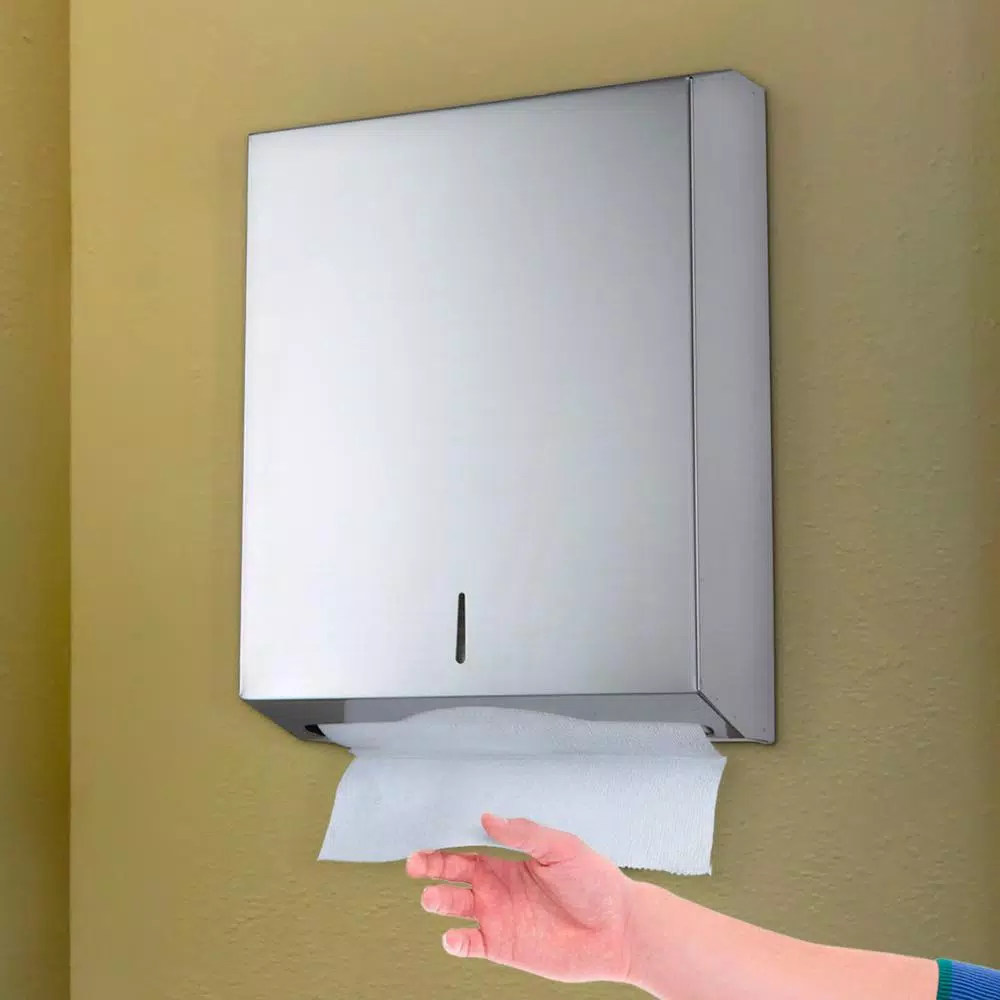 Alpine Industries Brushed Stainless Steel C-Fold and Multi-Fold Paper Towel Dispenser