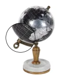 LITTON LANE Modern Reflections 10 in. Decorative Black and Silver Globe with Marble and Mango Wood Base thumbnail 3