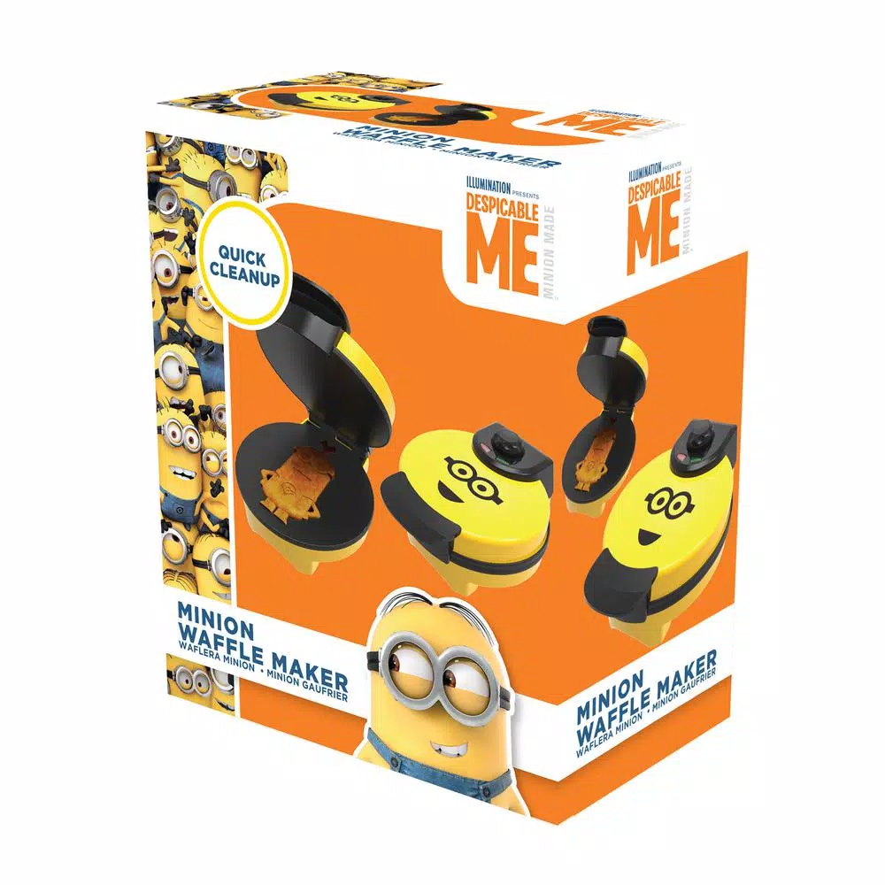 Uncanny Brands Minions Kevin Character Waffle Maker, 900W Non-Stick American Style Waffle Iron, Yellow