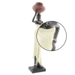 LITTON LANE Traditional African Lady Sculptures with Urns - Ivory Polystone Statues (2-Pack) thumbnail 3