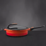 BergHOFF GEM Stay Cool 4.9 qt. Cast Aluminum Nonstick Saute Pan with Glass Lid, Orange thumbnail 4