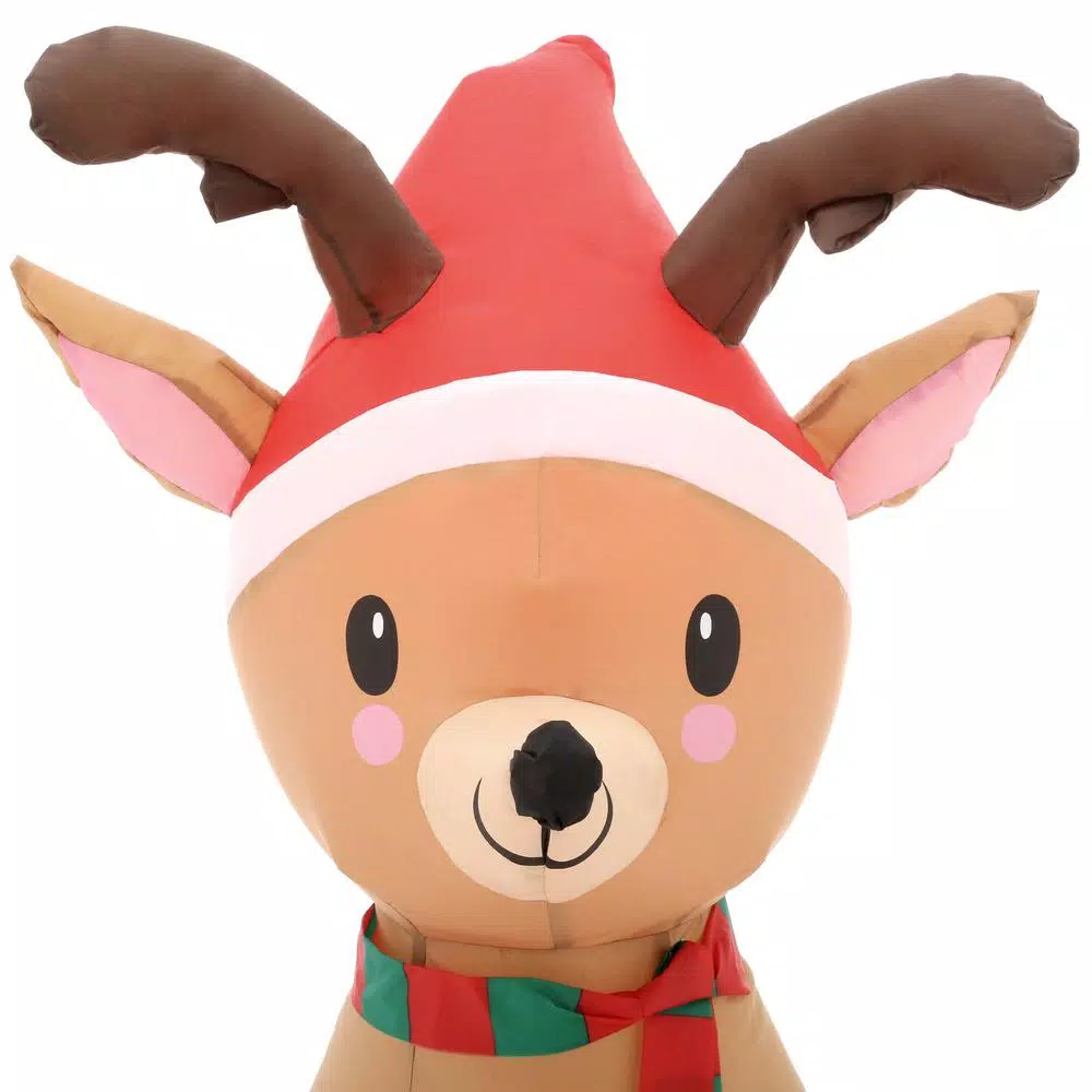 Home Accents Holiday 3.5 ft. Pre-Lit Airblown Inflatable Reindeer with LED Lights, Outdoor Holiday Decoration