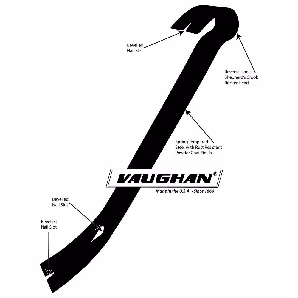 Vaughan B215H 15 in. Steel Hook Bar Nail Puller Pry Bar