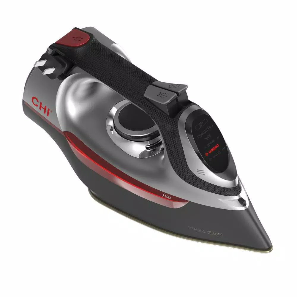 CHI Electronic Steam Clothing Iron with Titanium-Infused Ceramic Soleplate and Retractable Cord
