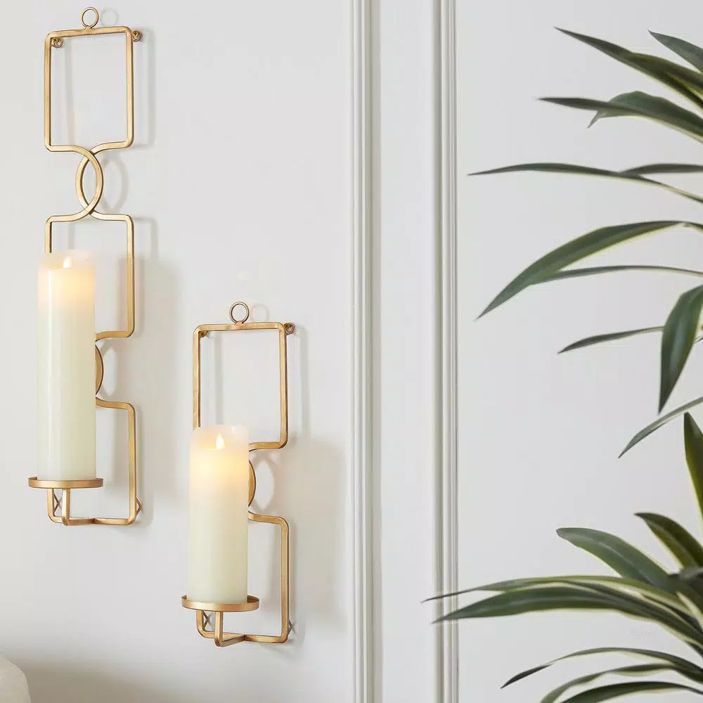 Home Decorators Collection Gold Metal Wall Sconce Candle Holder Set of 2