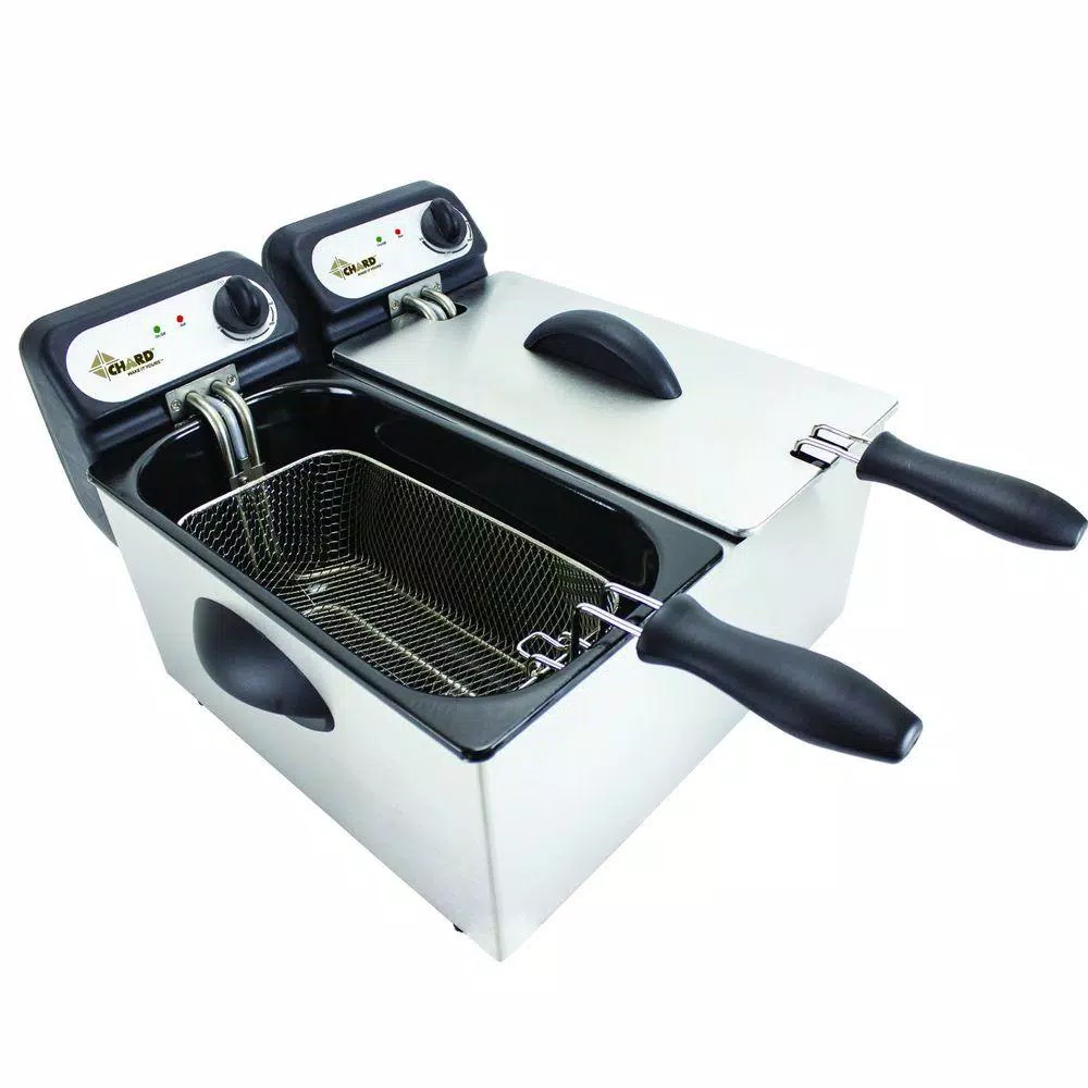 Chard Double Deep Fryer, 6L Capacity, Dual 1500W Tanks with 2 Baskets