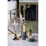 A & B Home Camden Clear and Gold Glass Candle Holder, Modern 2-Toned Candlestick thumbnail 1