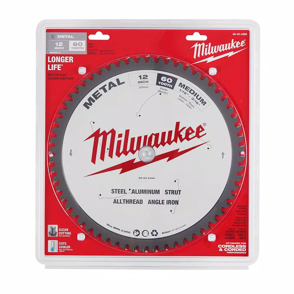 Milwaukee 12 in. 60T Carbide Teeth Metal Cutting Circular Saw Blade