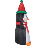 Fraser Hill Farm 10 ft. Penguin and Candy Cane Christmas Inflatable with RGB Lights thumbnail 9