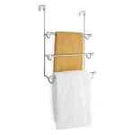 interDesign York Over Shower Door Towel Rack, 3-Bar Stainless Steel Organizer in White and Chrome thumbnail 6