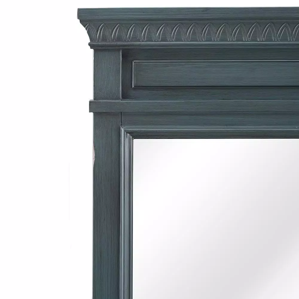 Home Decorators Collection Cailla 60 in. W x 32 in. H Rectangular Framed Bathroom Vanity Mirror - Distressed Blue Fog