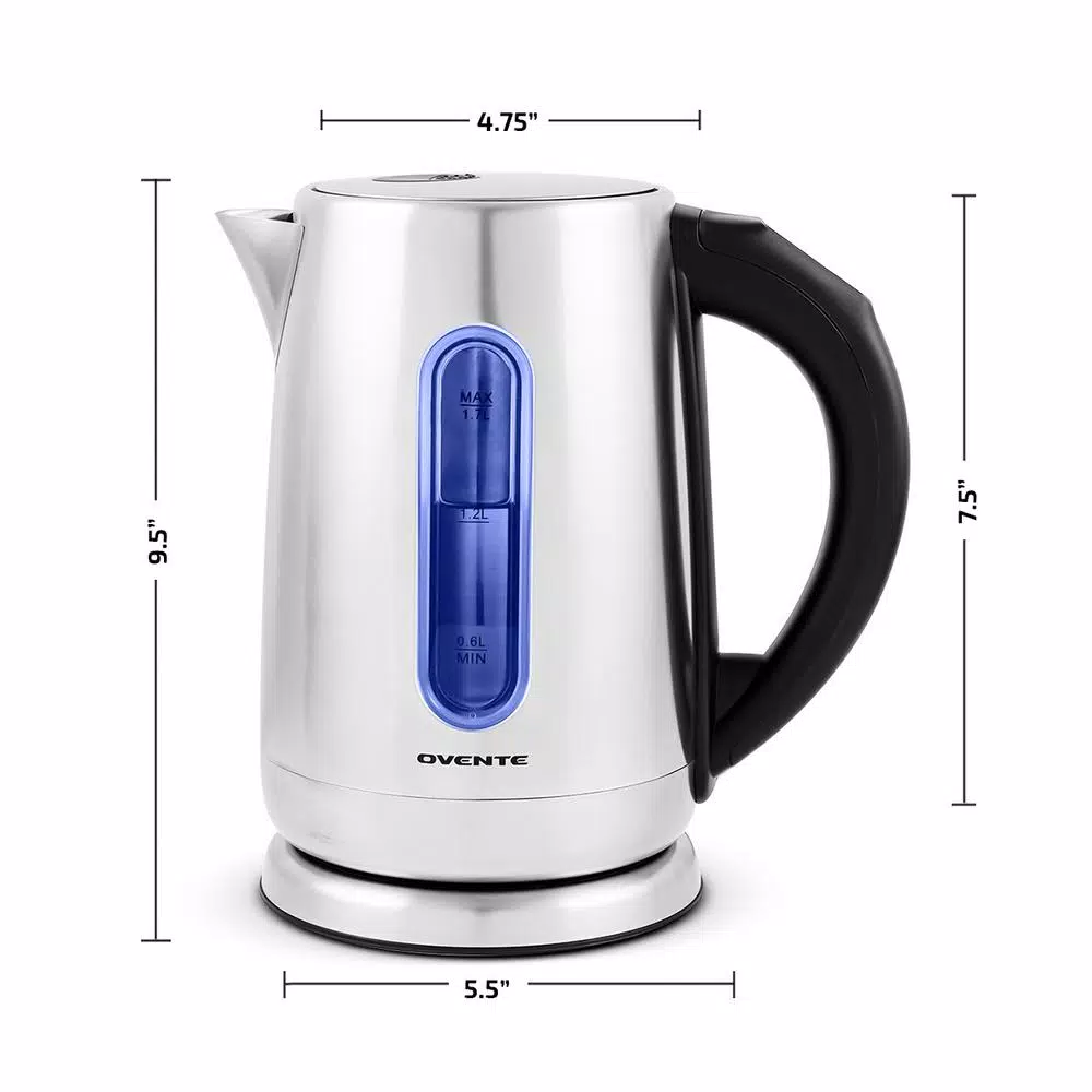 Ovente KS58 1.7L Stainless Steel Electric Kettle with Touch Screen Control Panel