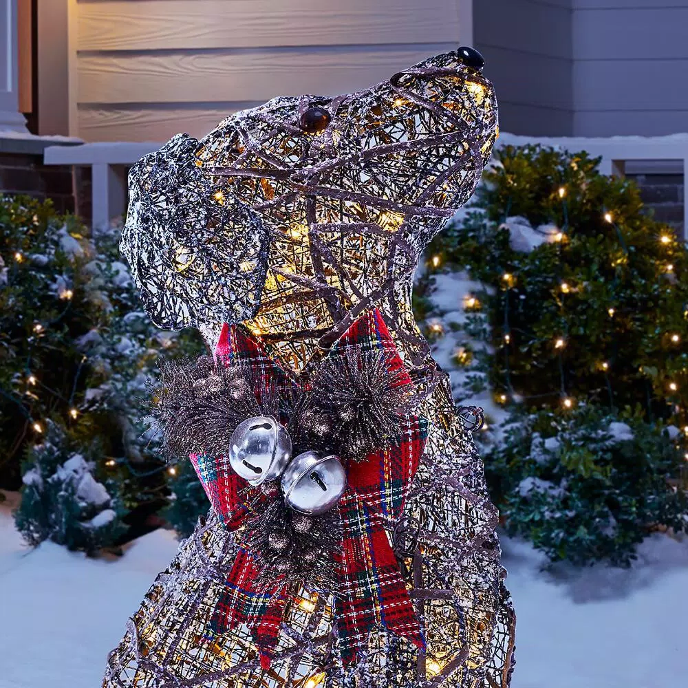 Home Accents Holiday 2.5 ft Meadow Frost Brown LED Dog Christmas Yard Decoration