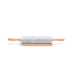 Fox Run White Marble Rolling Pin with Wooden Handles and Base thumbnail 2