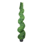 Northlight 5 ft. Artificial Spiral Boxwood Topiary Tree in Weighted Black Pot thumbnail 1