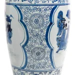 Unbranded Oriental Furniture 35 in. Blue and White Porcelain Tung Chi Floor Vase thumbnail 4