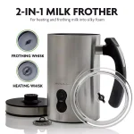Oventes FR3608 Deluxe Electric Milk Frother and Steamer, 8 oz Silver Automatic Foam Maker thumbnail 2