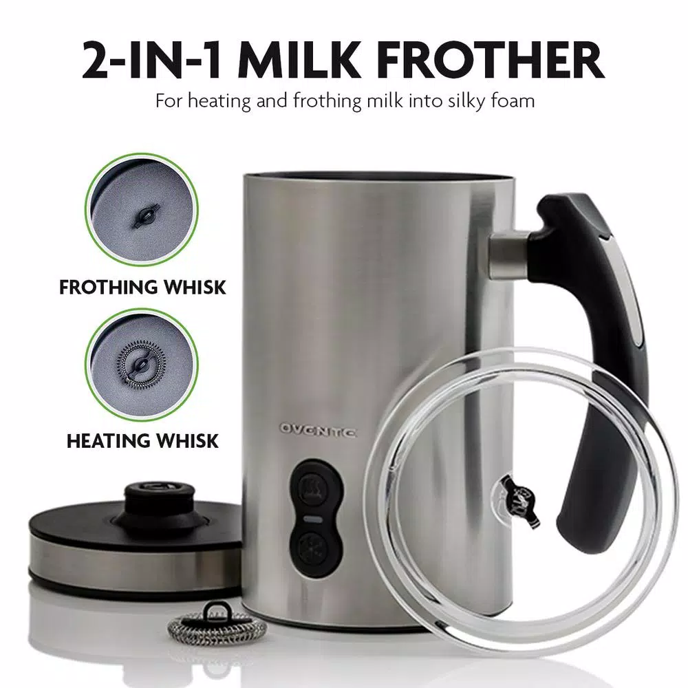 Oventes FR3608 Deluxe Electric Milk Frother and Steamer, 8 oz Silver Automatic Foam Maker