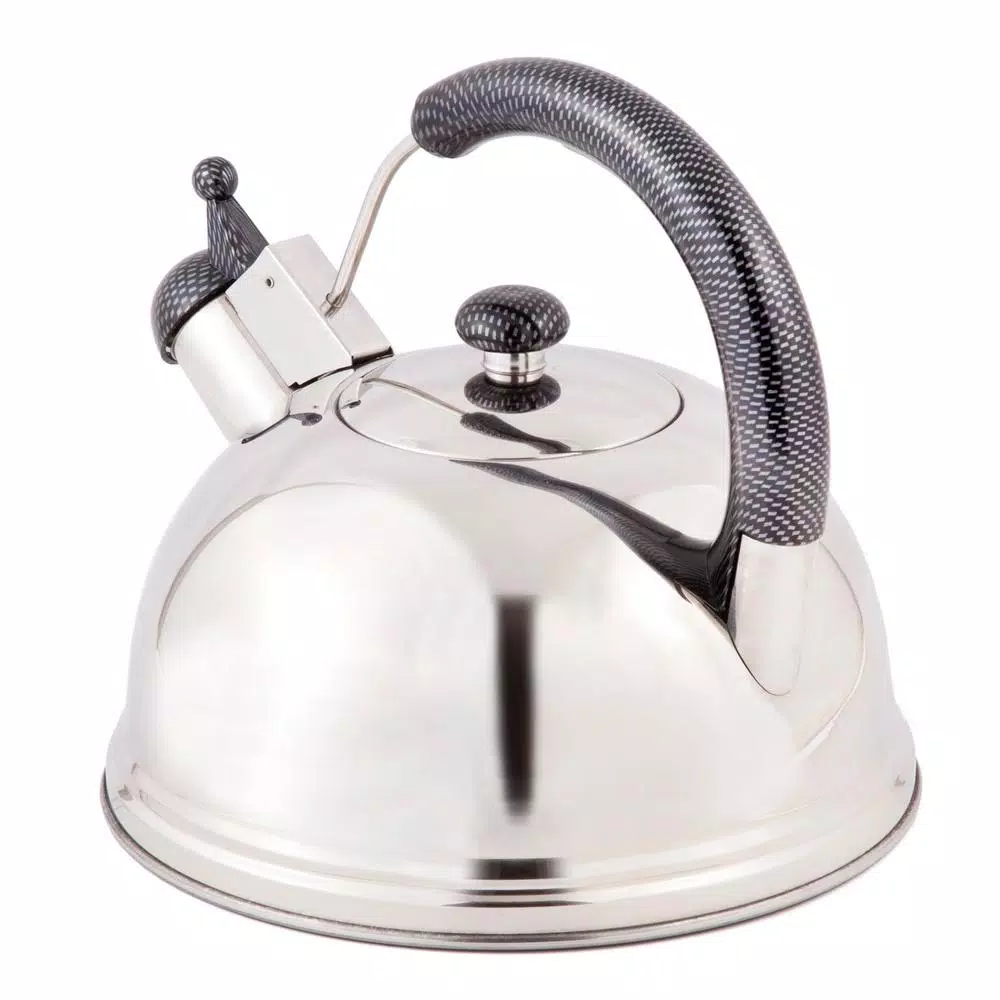 Creative Home Cobra 10.8-Cup Stainless Steel Whistling Stovetop Tea Kettle, Mirror Finish