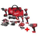 Milwaukee M18 FUEL 18V Lithium-Ion Brushless 7-Tool Combo Kit with Bonus 1/2 in. Impact Wrench thumbnail 1