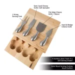 Classic Cuisine 5-Piece Wooden Cheese Board Set with Stainless Steel Tools thumbnail 4