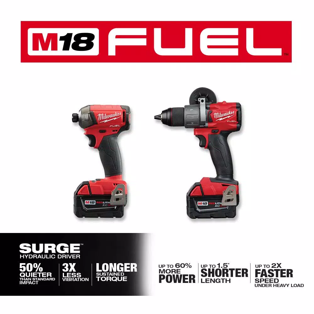 Milwaukee M18 FUEL 18V Brushless Hammer Drill and Surge Hydraulic Driver 2-Tool Combo Kit