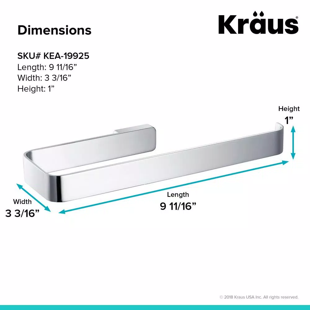 KRAUS Stelios Chrome Bathroom Towel Ring - Solid Brass Hand Towel Holder