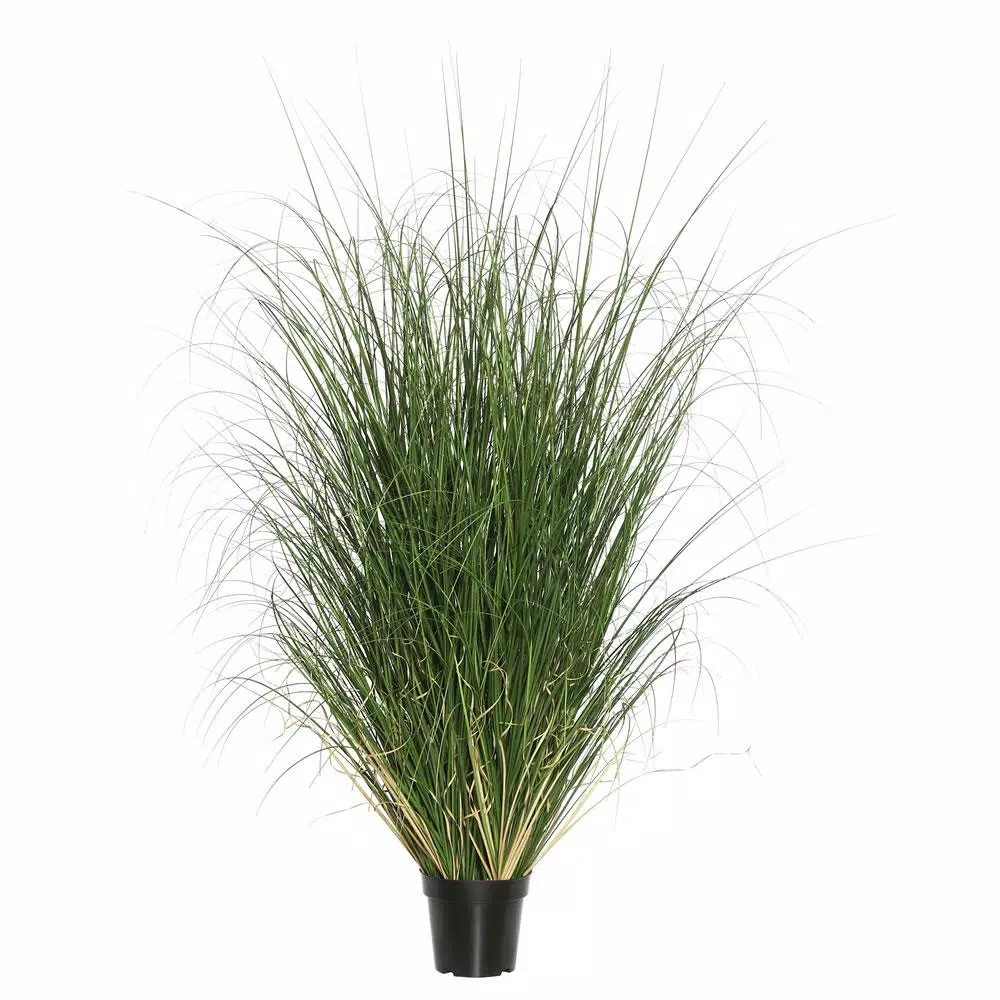 Vickerman 48 in. Green Curled Artificial Everyday Grass in Black Pot