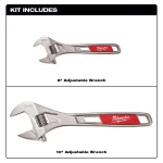 Milwaukee 2-Piece Adjustable Wrench Set, 6 in. and 10 in. thumbnail 2