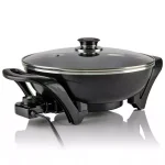 Ovente 13-Inch Non-Stick Electric Skillet with Tempered Glass Lid and Adjustable Temperature Control, Black thumbnail 1