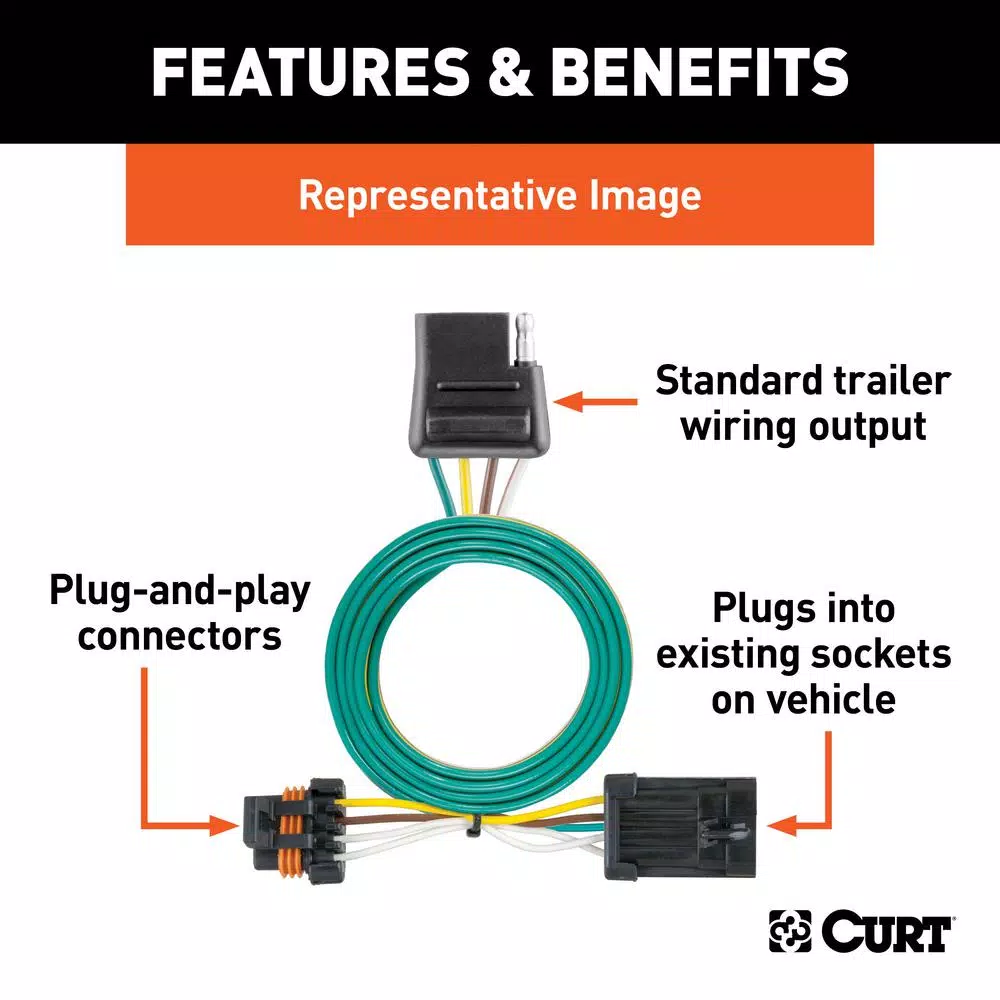 CURT Custom Vehicle-Trailer Wiring Harness, 4-Way Flat Output for Ford F-150