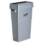 Genuine Joe Wall Hugger 23 Gal. Gray Trash Can Drop Shot Lid - Fits GJO60465 thumbnail 2