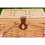 Vintiquewise Piccadilly Willow Picnic Basket with Red and White Gingham Lining and Folding Handles thumbnail 8