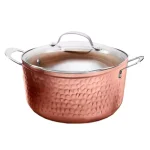 Gotham Steel 5 qt. Hammered Copper Aluminum Non-Stick Stock Pot with Glass Lid thumbnail 1