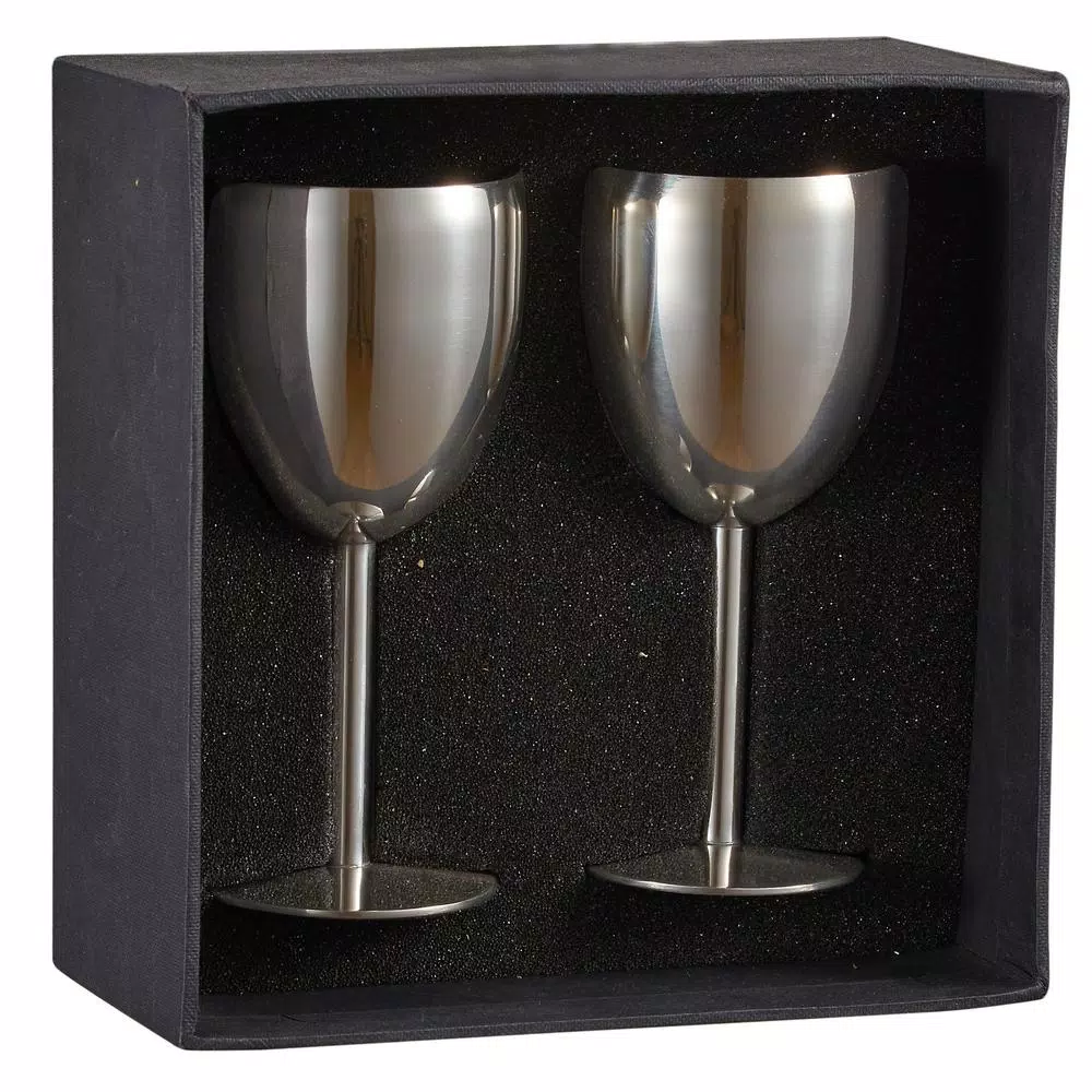 Visol Antoinette Stainless Steel Wine Glass Set, 6 oz, Set of 2